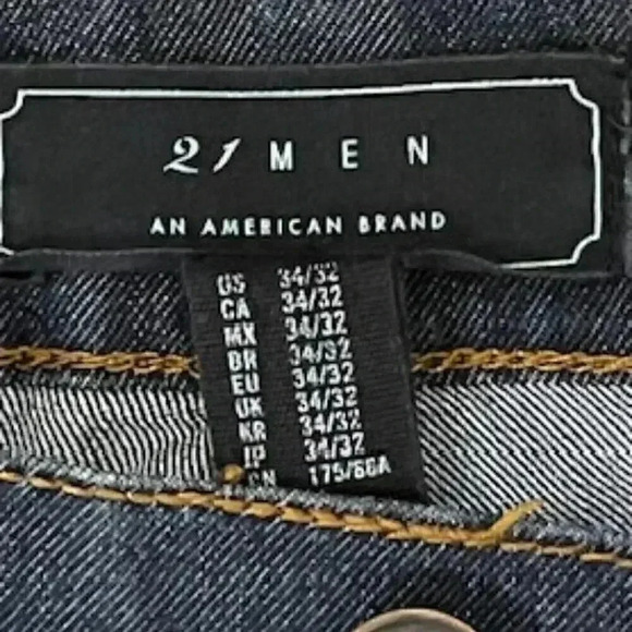 21‎ Men Blue Denim Straight Leg Jeans Mens Sz 34 - Picture 9 of 9